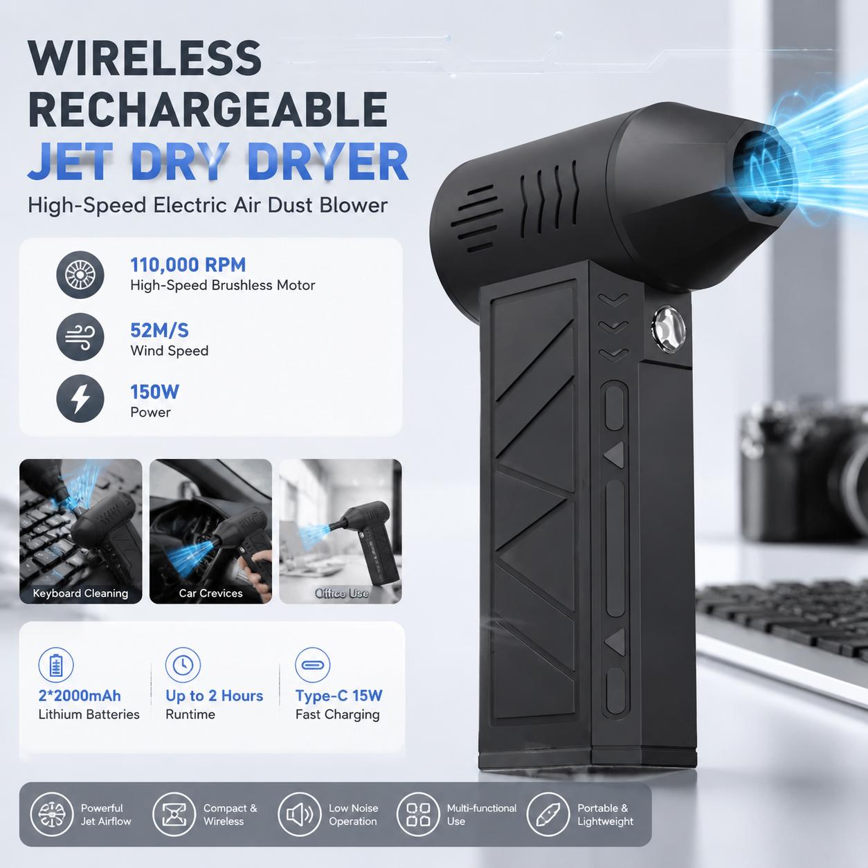 110000 RPM Electric Air Blower - Power Tools Keyboard Manager ulasan dan harga