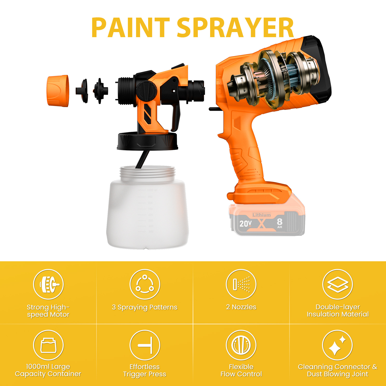 1000ML Electric Spray Gun For  - Power Tools Windows ulasan dan harga